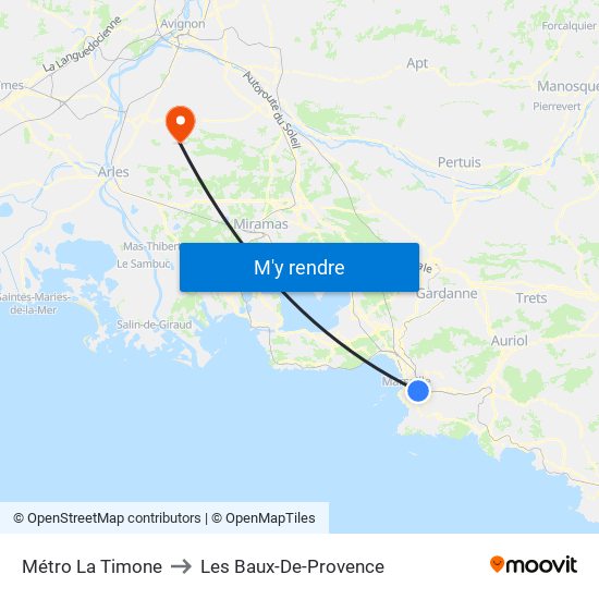 Métro La Timone to Les Baux-De-Provence map