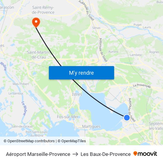 Aéroport Marseille-Provence to Les Baux-De-Provence map