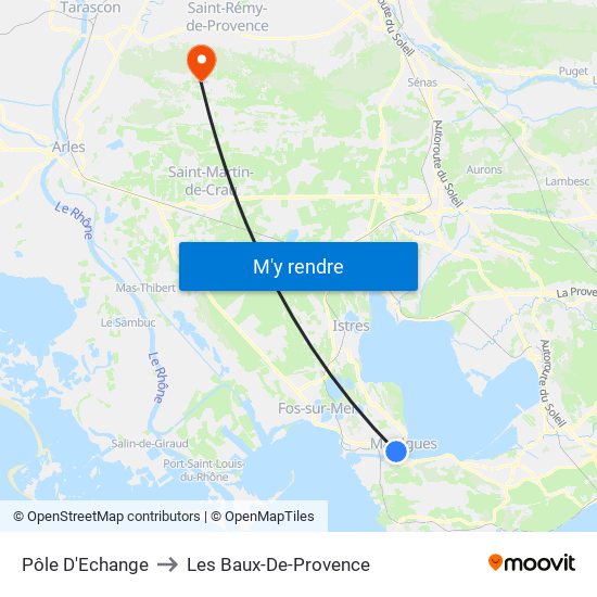 Pôle D'Echange to Les Baux-De-Provence map