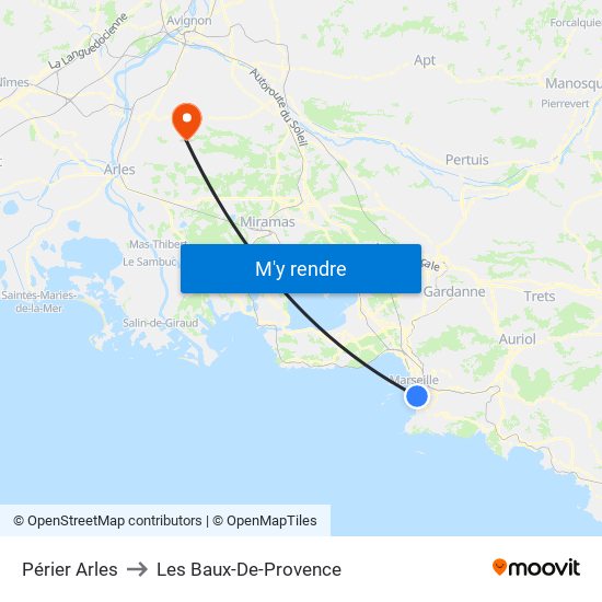 Périer Arles to Les Baux-De-Provence map
