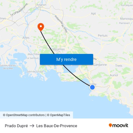 Prado Dupré to Les Baux-De-Provence map