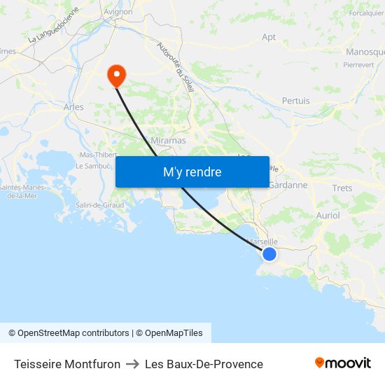 Teisseire Montfuron to Les Baux-De-Provence map