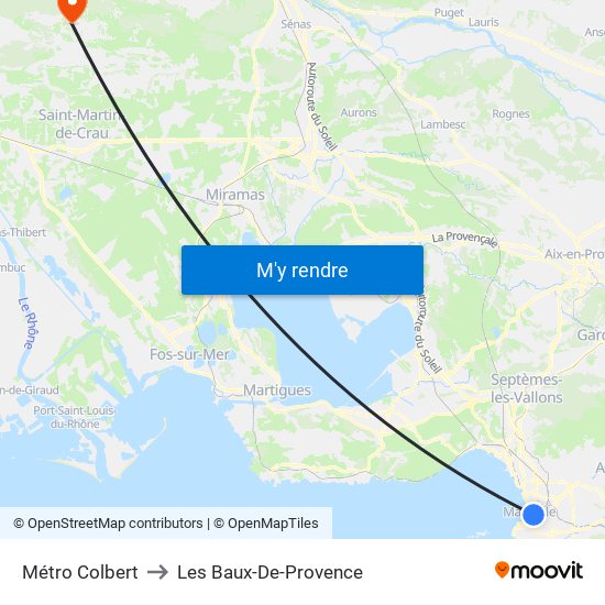 Métro Colbert to Les Baux-De-Provence map