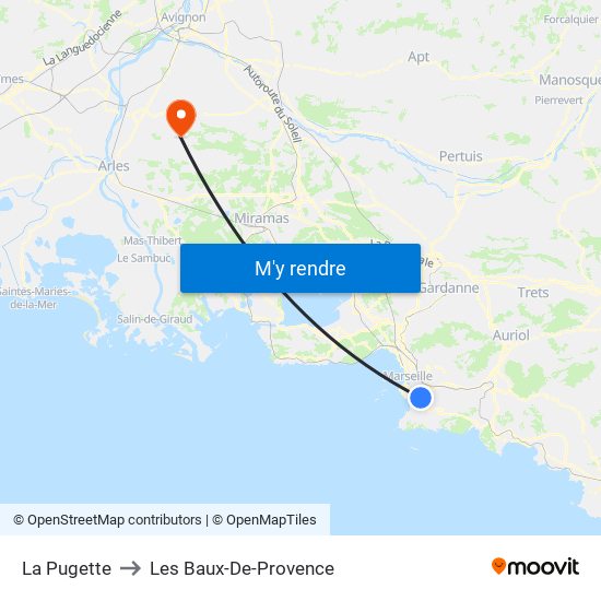 La Pugette to Les Baux-De-Provence map