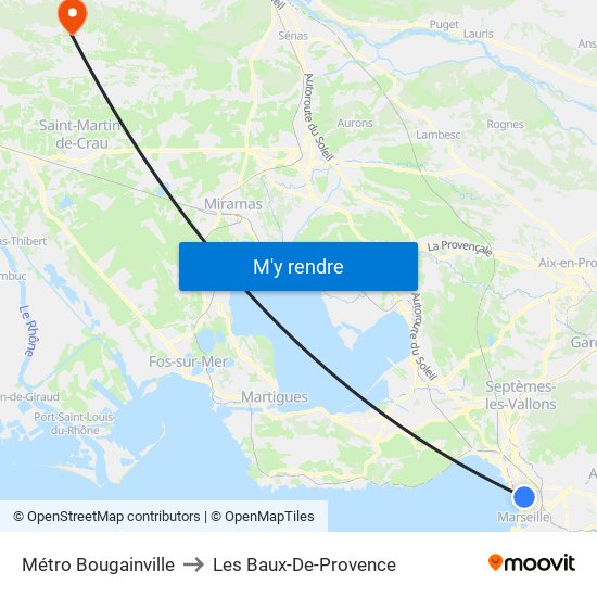 Métro Bougainville to Les Baux-De-Provence map