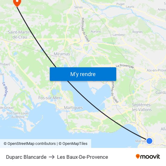 Duparc Blancarde to Les Baux-De-Provence map
