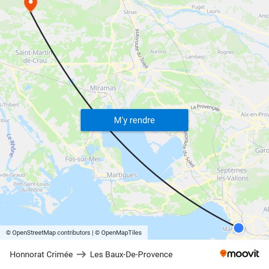 Honnorat Crimée to Les Baux-De-Provence map