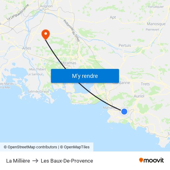La Millière to Les Baux-De-Provence map