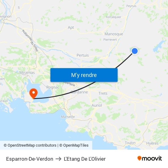 Esparron-De-Verdon to L'Etang De L'Olivier map