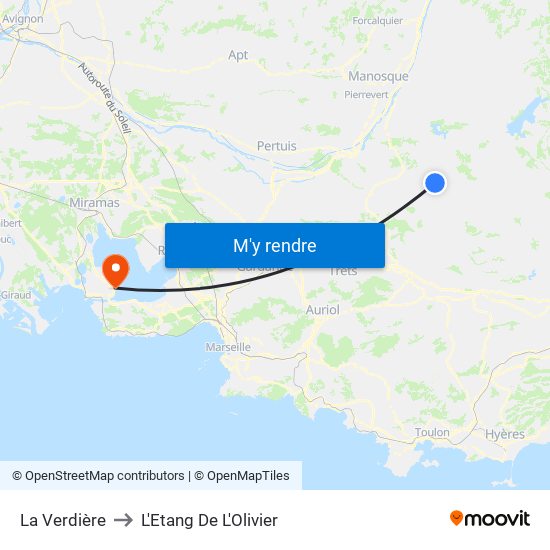 La Verdière to L'Etang De L'Olivier map