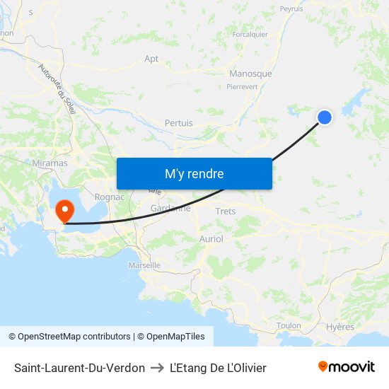 Saint-Laurent-Du-Verdon to L'Etang De L'Olivier map