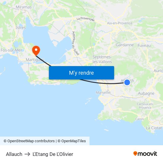 Allauch to L'Etang De L'Olivier map