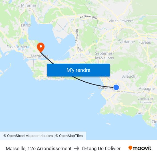 Marseille, 12e Arrondissement to L'Etang De L'Olivier map