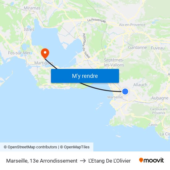 Marseille, 13e Arrondissement to L'Etang De L'Olivier map