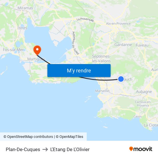 Plan-De-Cuques to L'Etang De L'Olivier map