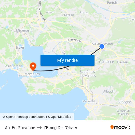 Aix-En-Provence to L'Etang De L'Olivier map