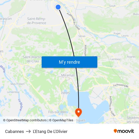 Cabannes to L'Etang De L'Olivier map