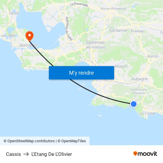 Cassis to L'Etang De L'Olivier map