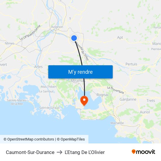 Caumont-Sur-Durance to L'Etang De L'Olivier map