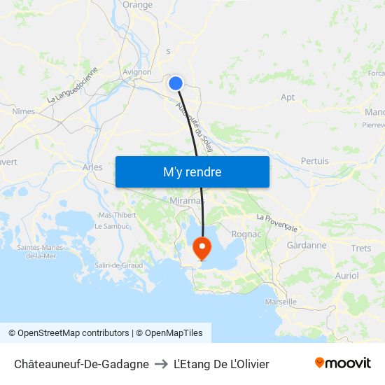 Châteauneuf-De-Gadagne to L'Etang De L'Olivier map