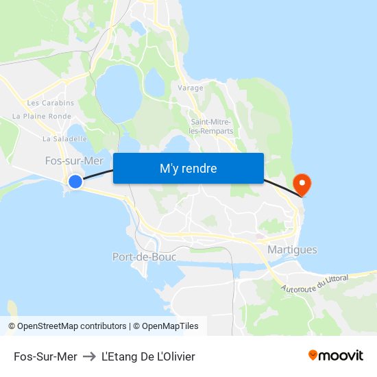 Fos-Sur-Mer to L'Etang De L'Olivier map