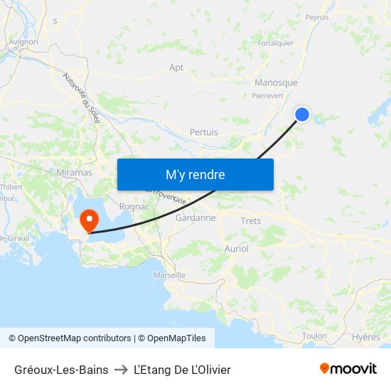 Gréoux-Les-Bains to L'Etang De L'Olivier map