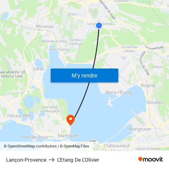 Lançon-Provence to L'Etang De L'Olivier map