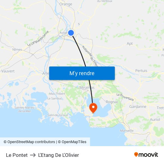 Le Pontet to L'Etang De L'Olivier map