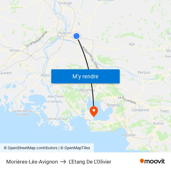 Morières-Lès-Avignon to L'Etang De L'Olivier map