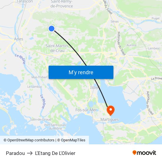 Paradou to L'Etang De L'Olivier map