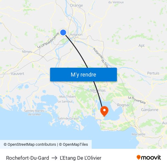 Rochefort-Du-Gard to L'Etang De L'Olivier map