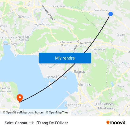 Saint-Cannat to L'Etang De L'Olivier map