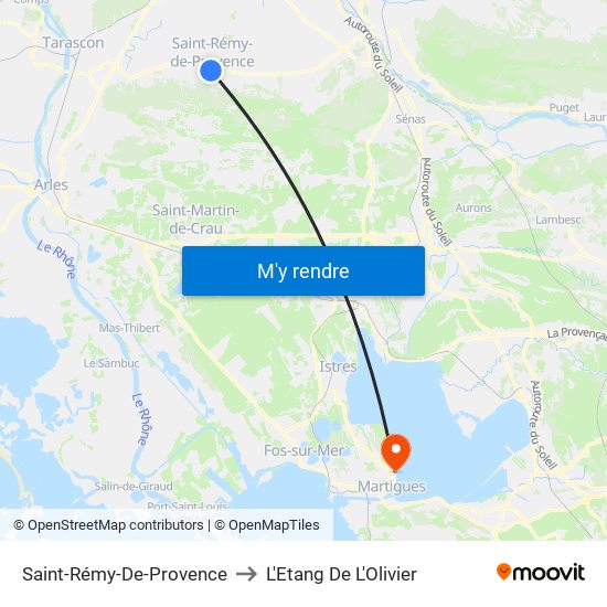 Saint-Rémy-De-Provence to L'Etang De L'Olivier map