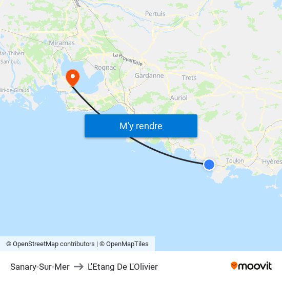 Sanary-Sur-Mer to L'Etang De L'Olivier map