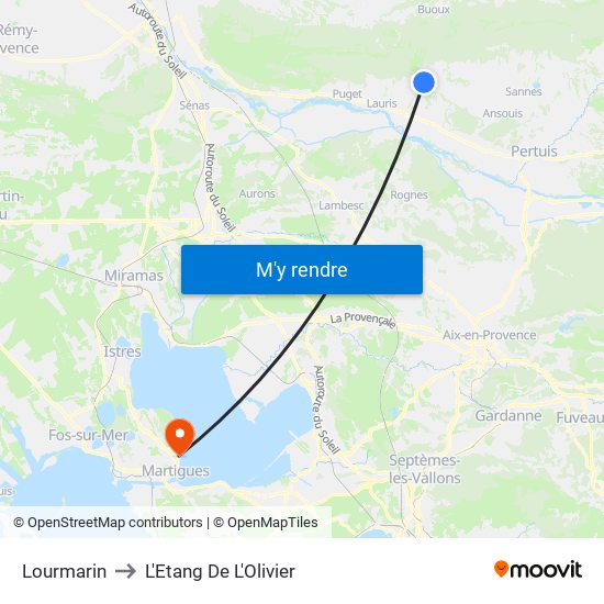 Lourmarin to L'Etang De L'Olivier map