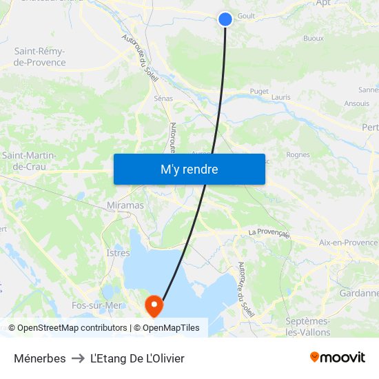 Ménerbes to L'Etang De L'Olivier map