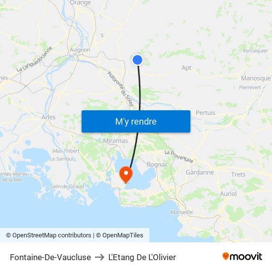 Fontaine-De-Vaucluse to L'Etang De L'Olivier map