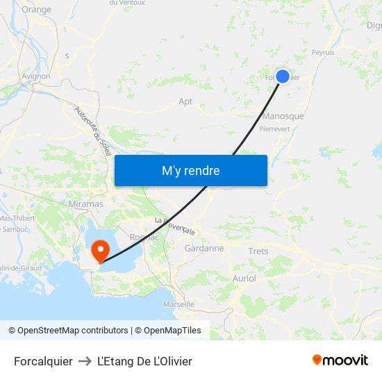 Forcalquier to L'Etang De L'Olivier map
