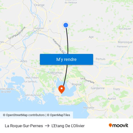 La Roque-Sur-Pernes to L'Etang De L'Olivier map