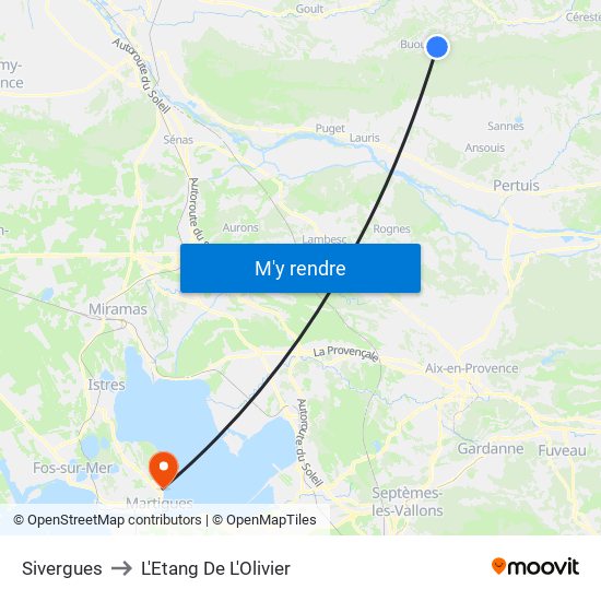 Sivergues to L'Etang De L'Olivier map