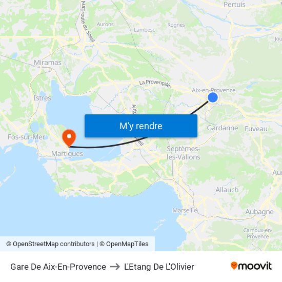 Gare De Aix-En-Provence to L'Etang De L'Olivier map