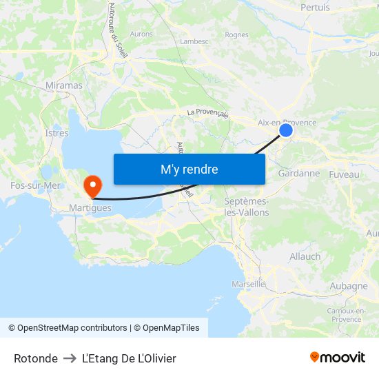 Rotonde to L'Etang De L'Olivier map