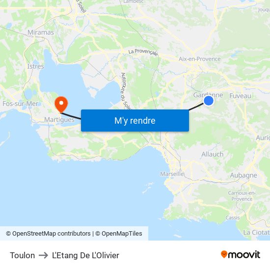 Toulon to L'Etang De L'Olivier map