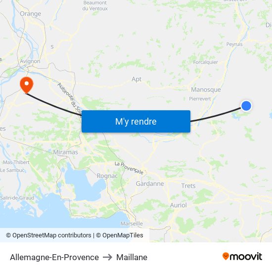 Allemagne-En-Provence to Maillane map