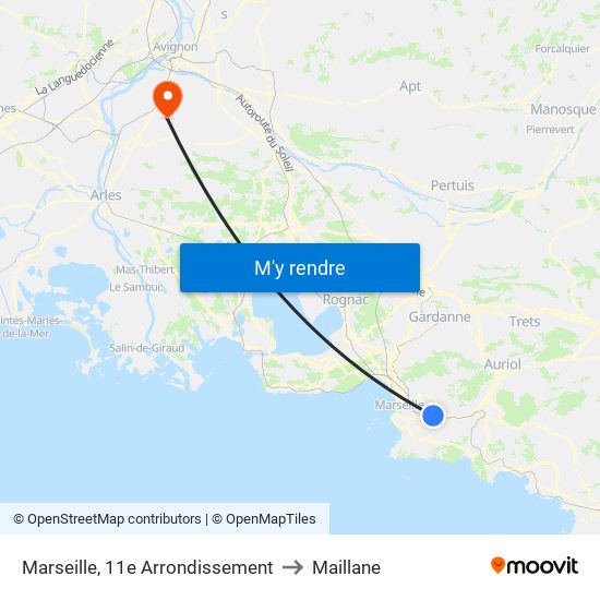 Marseille, 11e Arrondissement to Maillane map