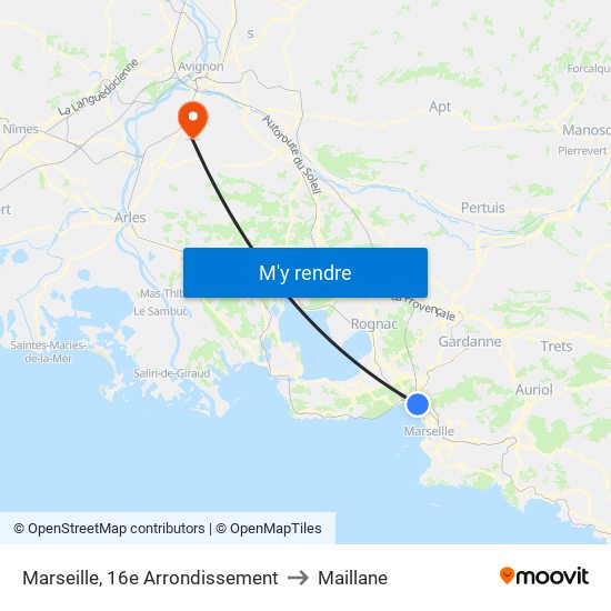 Marseille, 16e Arrondissement to Maillane map