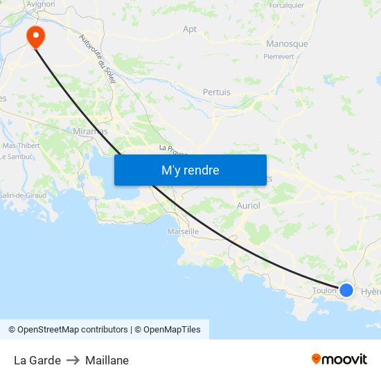 La Garde to Maillane map