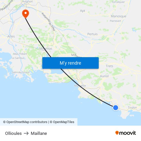 Ollioules to Maillane map