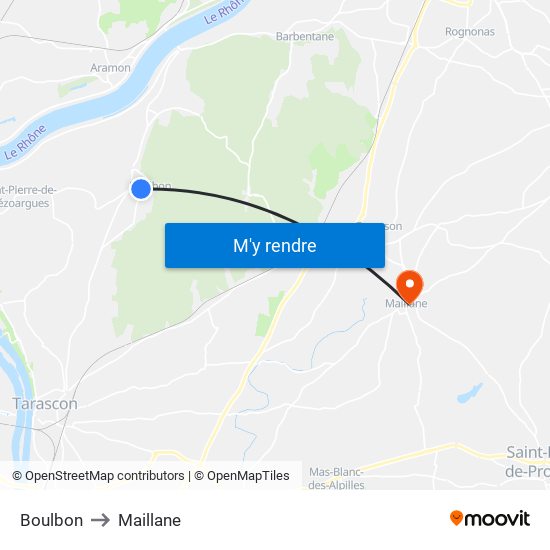Boulbon to Maillane map