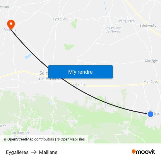 Eygalières to Maillane map